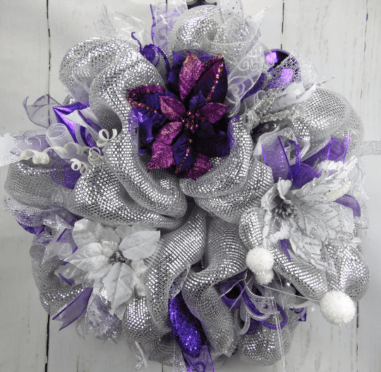 Purple and Silver Christmas Wreath