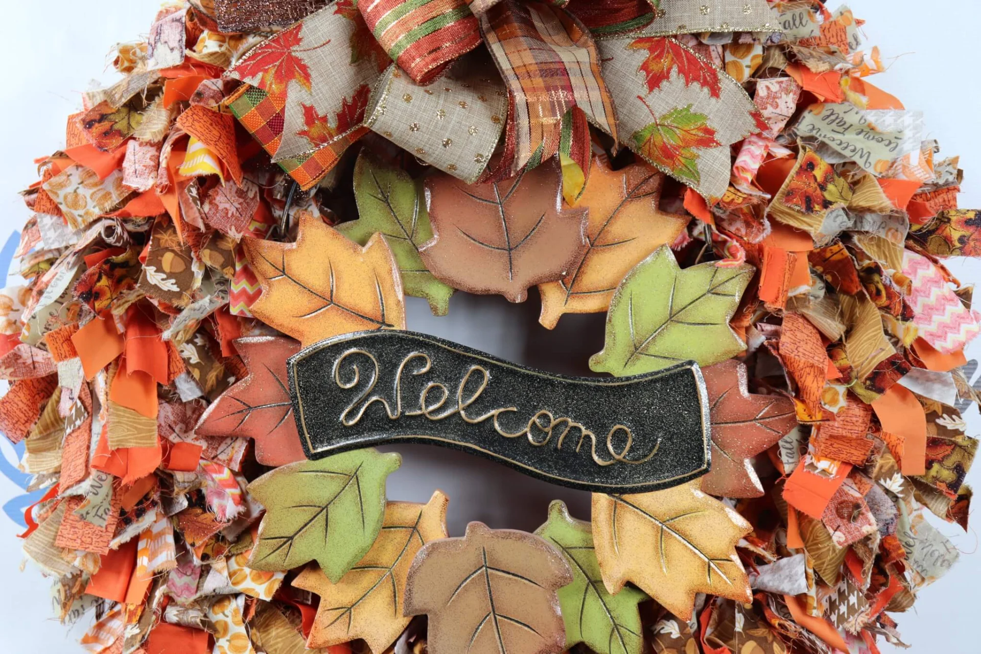 Welcome Fall Fabric Rag Wreath