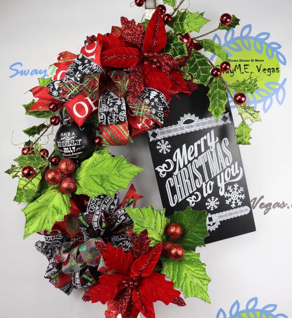 Christmas Poinsettia Wreath Home Decor Wreaths Garland