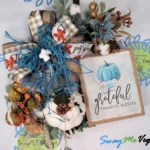 Fall Wreath Grateful Thankful Blessed Blue Pumpkin