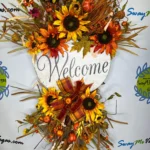 Fall Welcome Wreath, Fall Sunflower Swag, 1 Fall Wreath Welcome 1