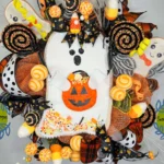 Halloween Candy Corn Ghost Wreath 2 Halloween Candy Corn Ghost Wreath