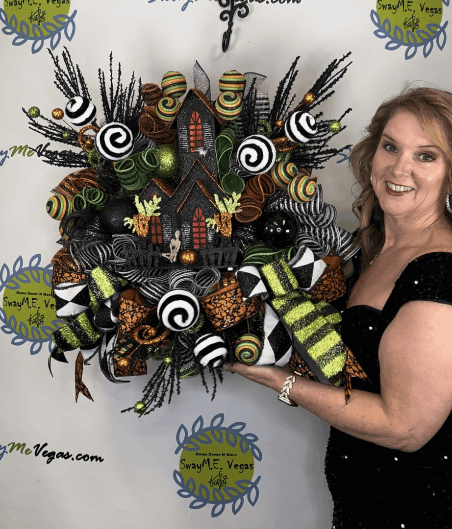 About SwayM.E. Vegas 5 Haunted House Wreath