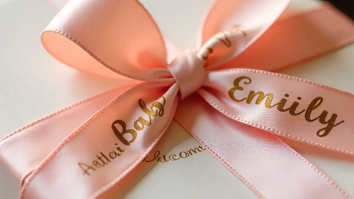 baby name ribbon print