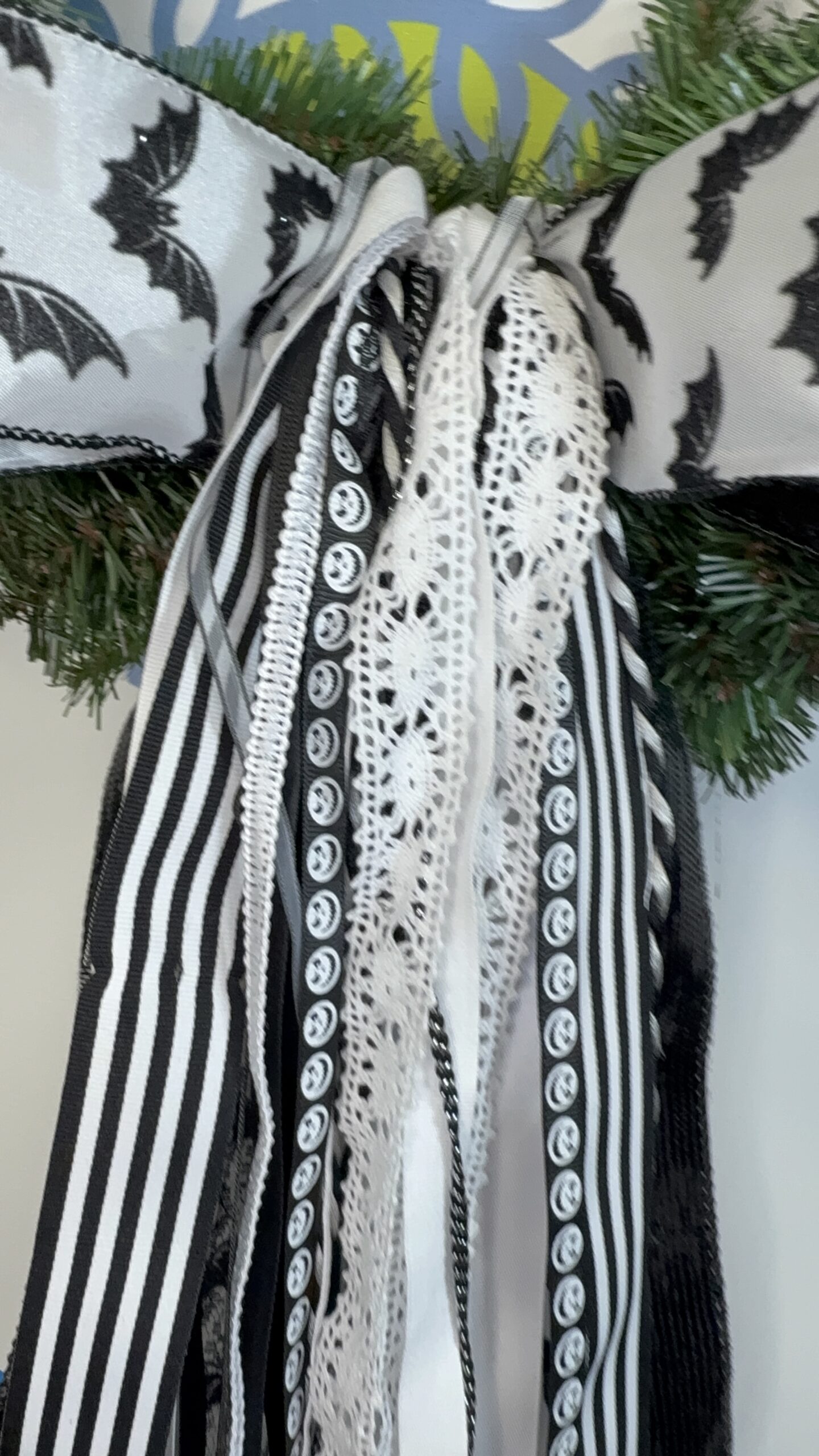 Black White Halloween Bat Bow (7)