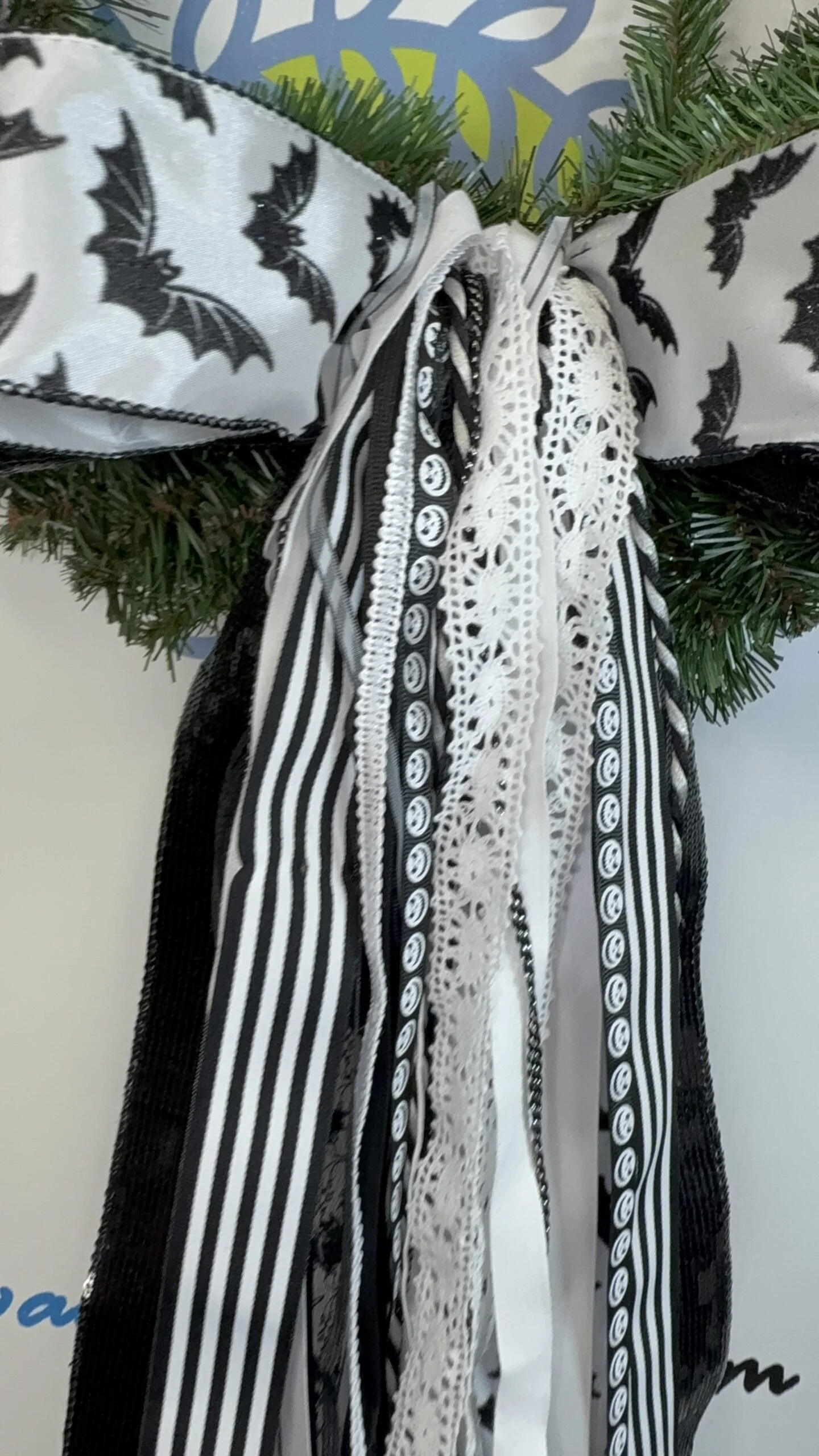 Black White Halloween Bat Bow (8)