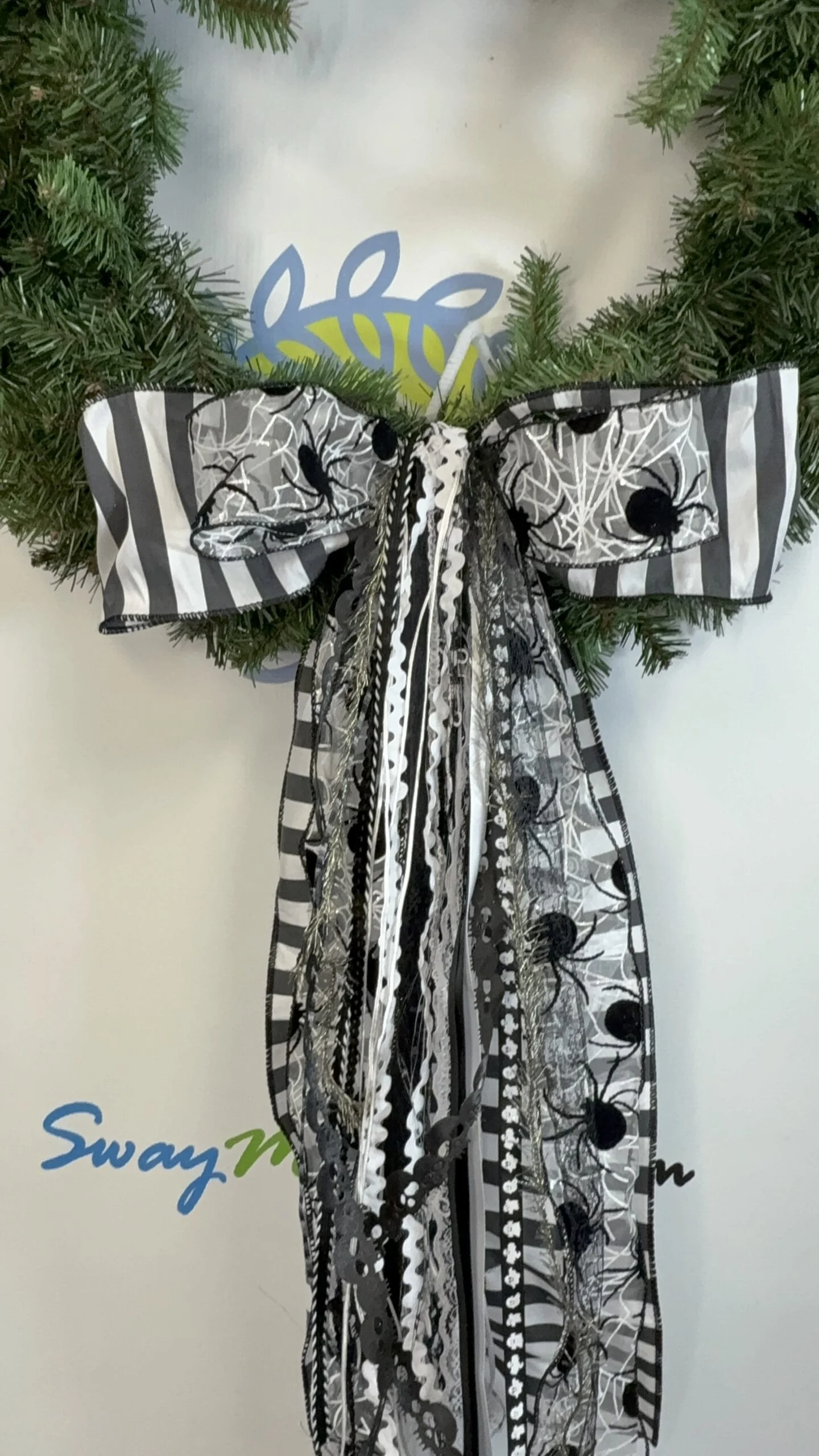 Black White Halloween Spider Bow (1)