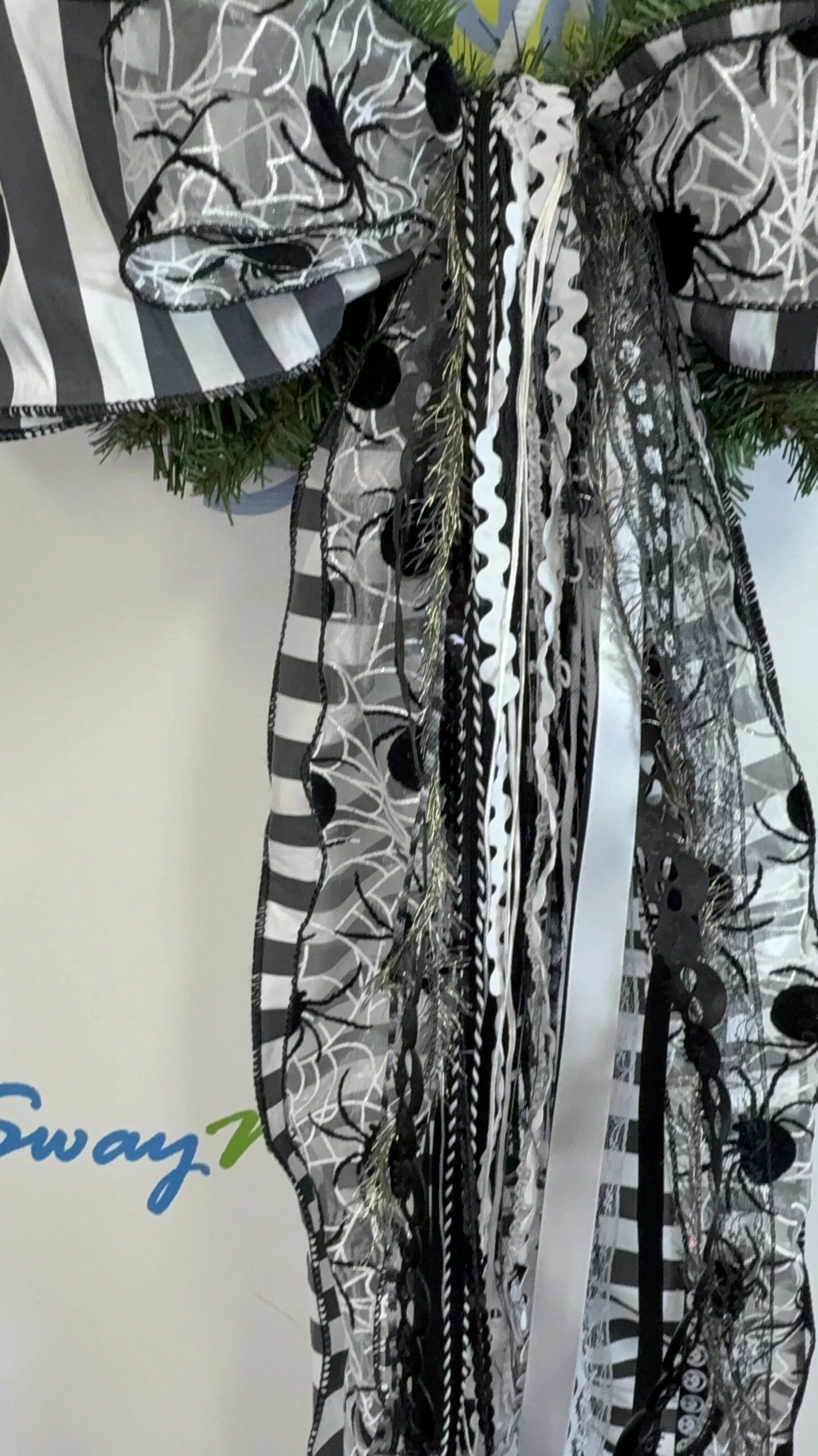 Black White Halloween Spider Bow (7)