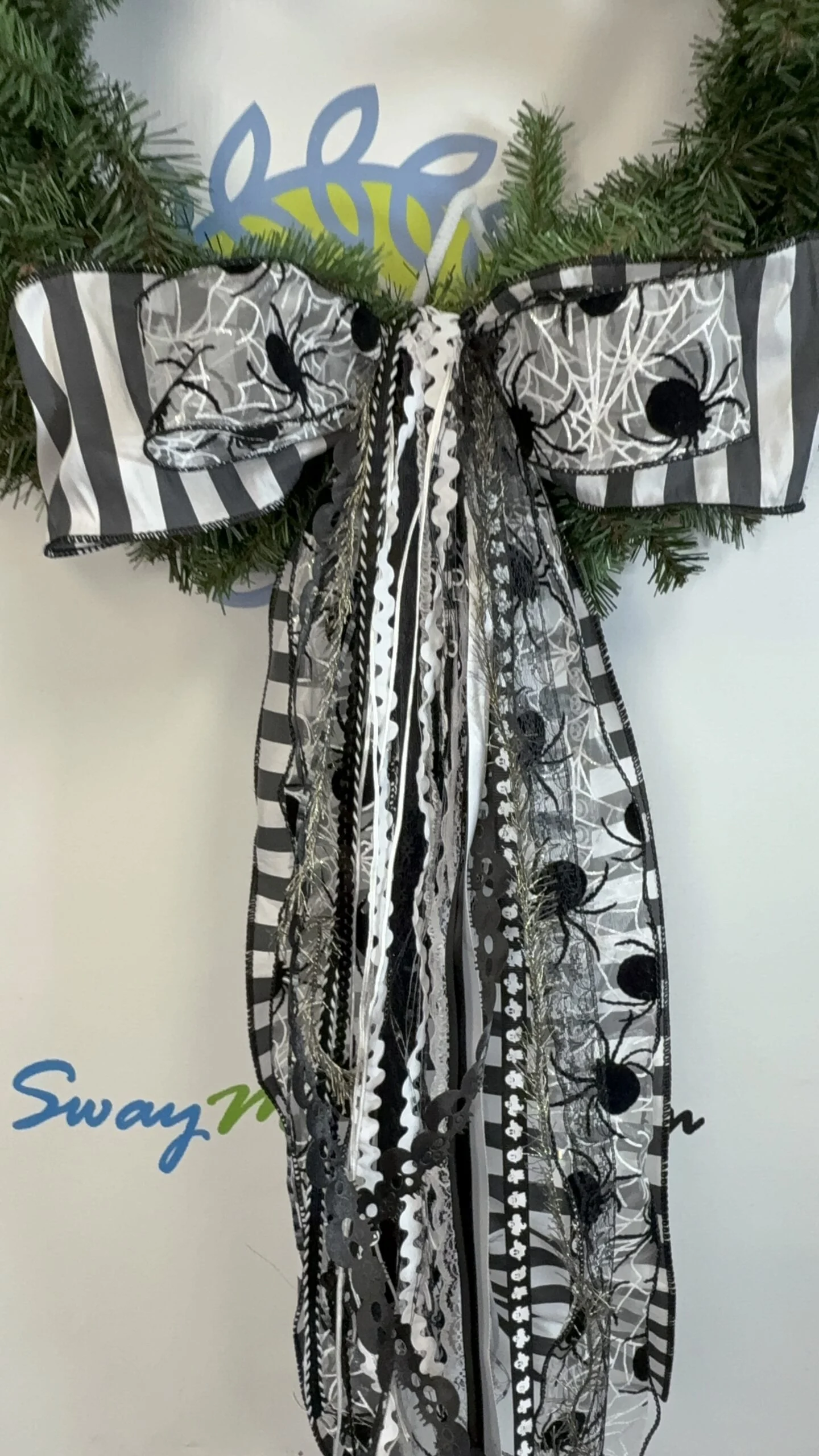 Black White Halloween Spider Bow (9)