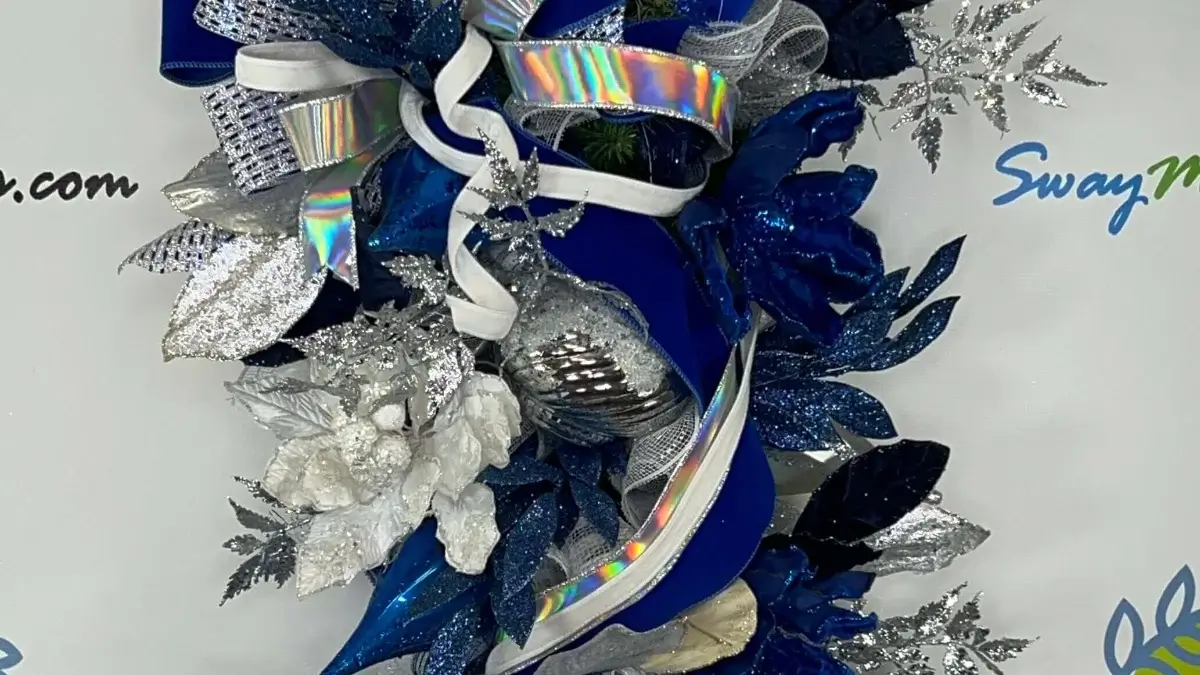 blue white silver christmas swag