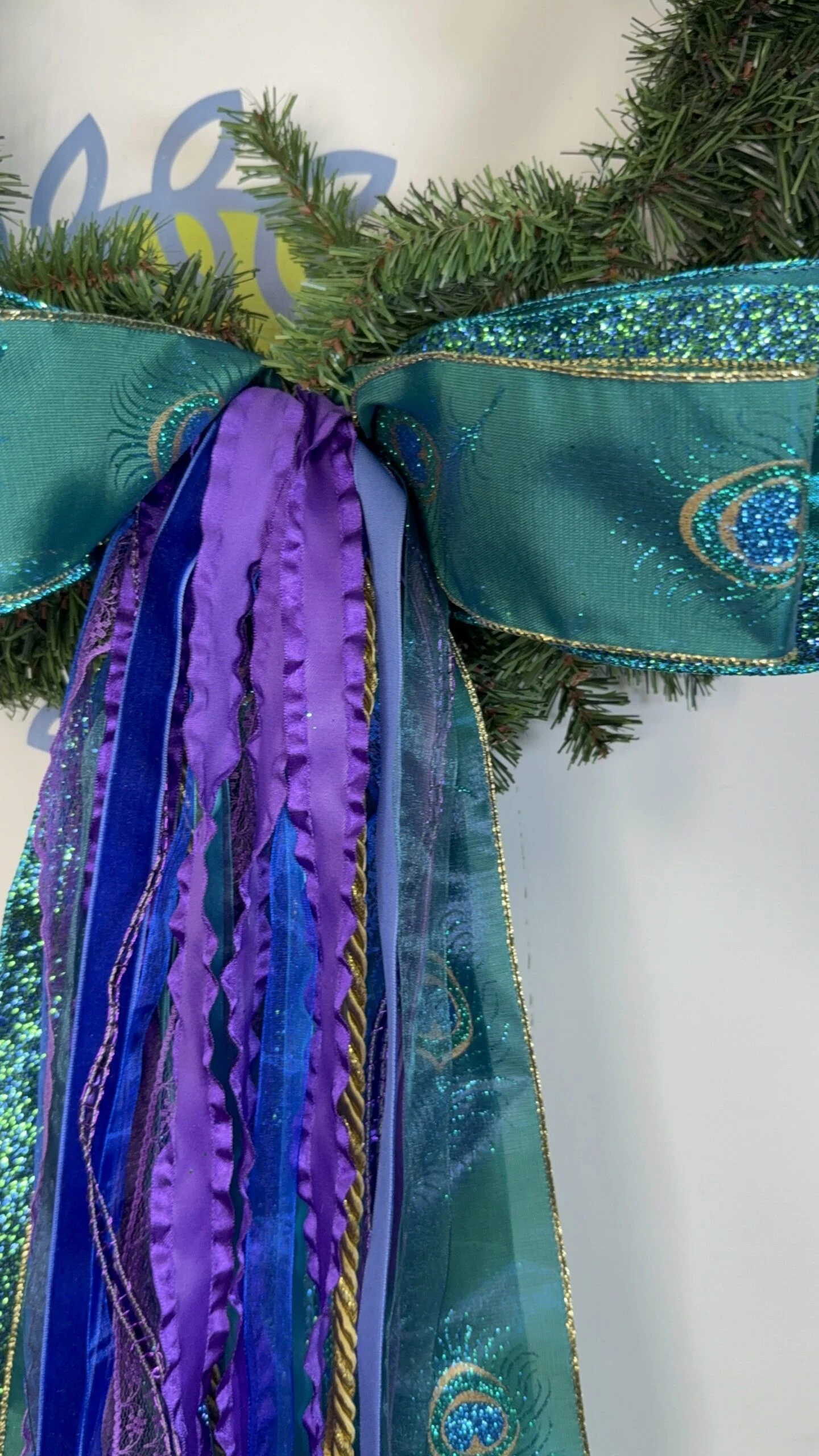 Peacock Christmas Bow With Purple Tails (5)