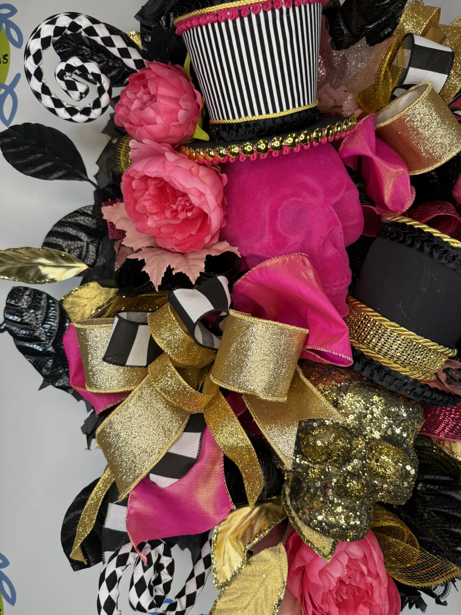 Pink Skull Halloween Wreath (8)